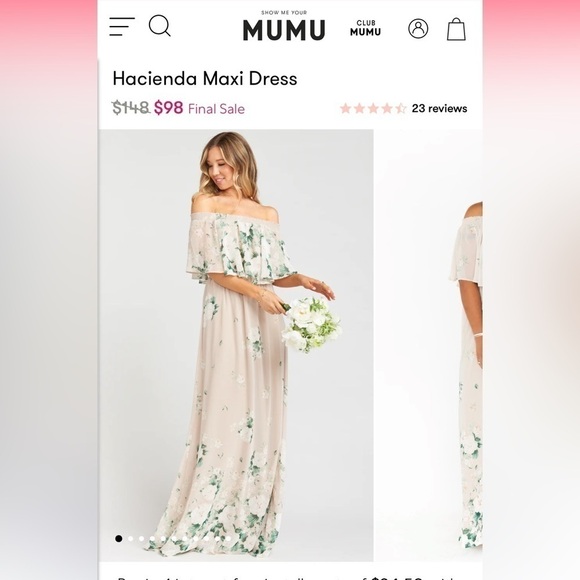 Cream Floral Maxi Dress | Show Me Your MuMu Size SM - Picture 2 of 6